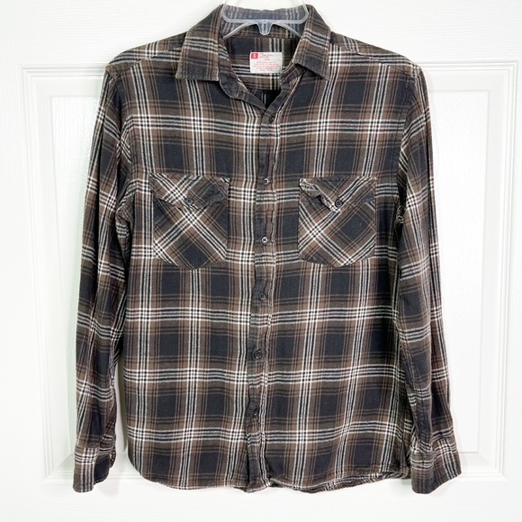 Other - Men’s Brown Plaid Flannel Button Down Shirt Size S